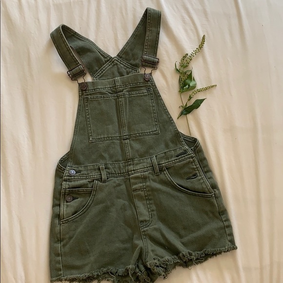 green overall shorts